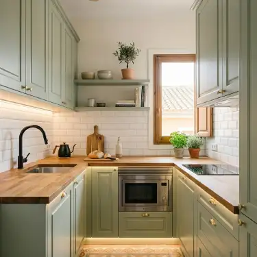 reforma de cocina con armarios pintados